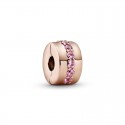 Clip en Pandora Rose Línea Rosa Brillante