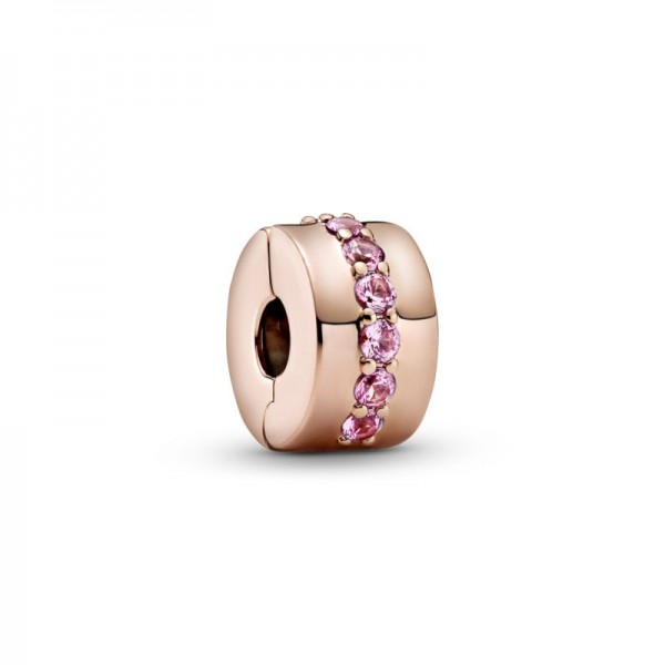 Clip en Pandora Rose Línea Rosa Brillante