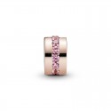 Clip en Pandora Rose Línea Rosa Brillante