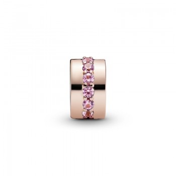 Clip en Pandora Rose Línea Rosa Brillante