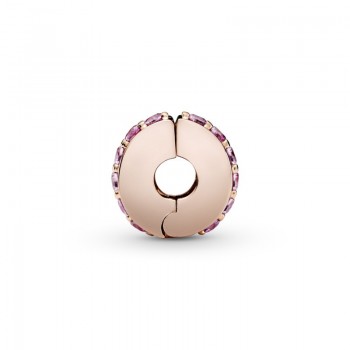 Clip en Pandora Rose Línea Rosa Brillante