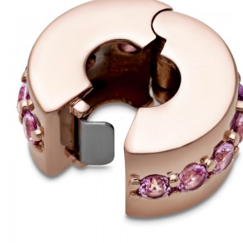 Clip en Pandora Rose Línea Rosa Brillante