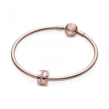 Clip en Pandora Rose Línea Rosa Brillante