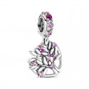 Charm colgante en plata de ley Corazón Árbol de la Vida Rosa