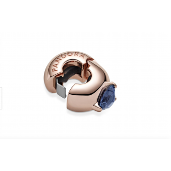 Clip en Pandora Rose Corazón Solitario Azul