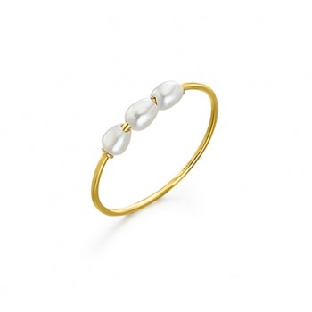 Anillo Oro Triple Perla Rice