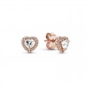 Pendientes en Pandora Rose Corazones Brillantes Elevados